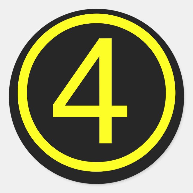 4 - number four classic round sticker (Front)