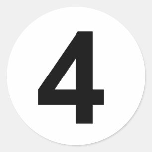 4 - number four classic round sticker