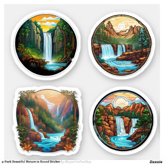 4-Pack Beautiful Nature in Round Sticker