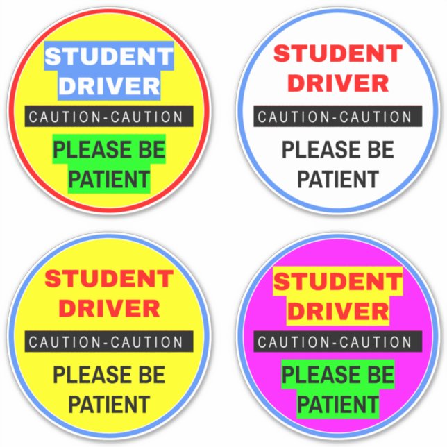 (4-Pack Novice Student Driver Signs) Patience  (Front)