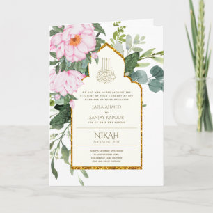 4 Page NIKAH WALIMA Invite Pink Floral Islamic Wed
