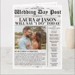 4-page Unique Wedding Program Wedding Newspaper  Card<br><div class="desc">IMPROVED TEMPLATE VERSION: https://www.zazzle.com/4_page_wedding_program_unique_wedding_newspaper-256641719771570723</div>