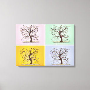 4-Panel 4-Seasons Trees Canvas Print
