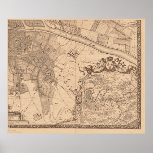 4 Panel Sepia de Rochefort Paris Map Frame 4 Poster