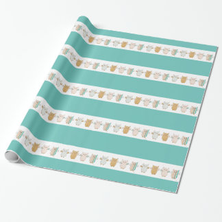 4 Pastel Owls Flying Wrapping Paper