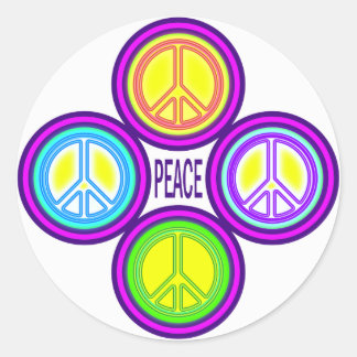 4 PEACE SIGNS CLASSIC ROUND STICKER