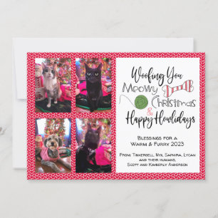 4 Pet Photo, Woofing, Meowy, Howliday  Holiday Card