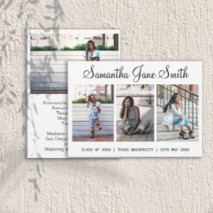 4 Photo (3+1) Hand Lettered Name Graduation Announcement