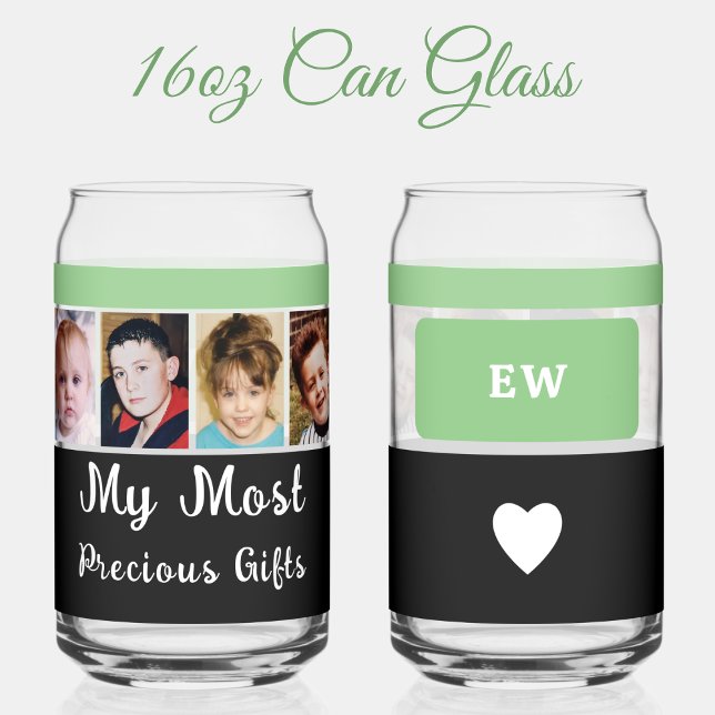 4 photo add initials black green can glass (Creator Uploaded)