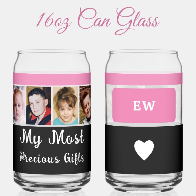4 photo add initials black pink can glass (Creator Uploaded)
