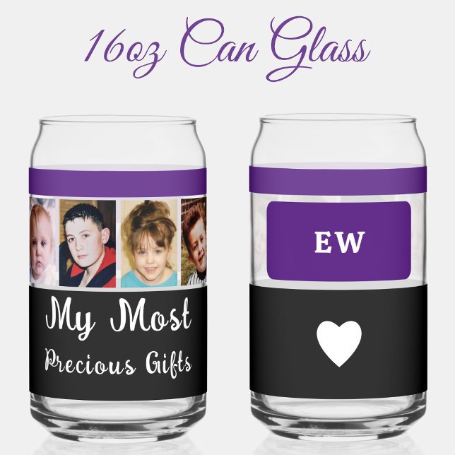 4 photo add initials black purple can glass (Creator Uploaded)