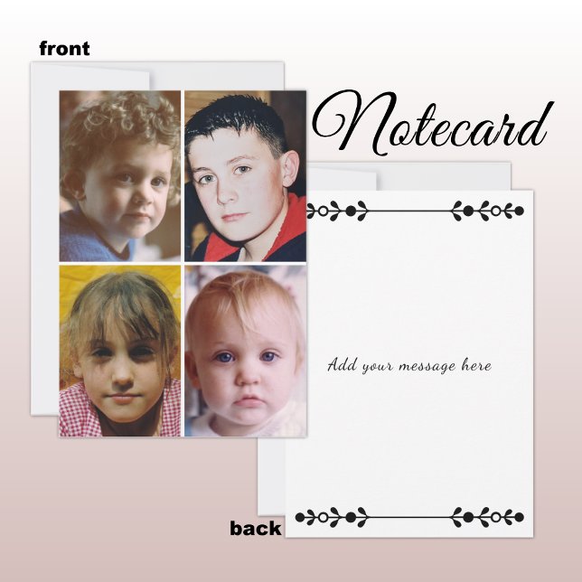4 photo add message black text flat note card (Creator Uploaded)