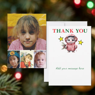 4 photo add message christmas mouse thank you card