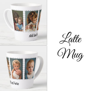 4 photo add text white black latte mug