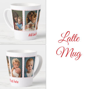 4 photo add text white red latte mug
