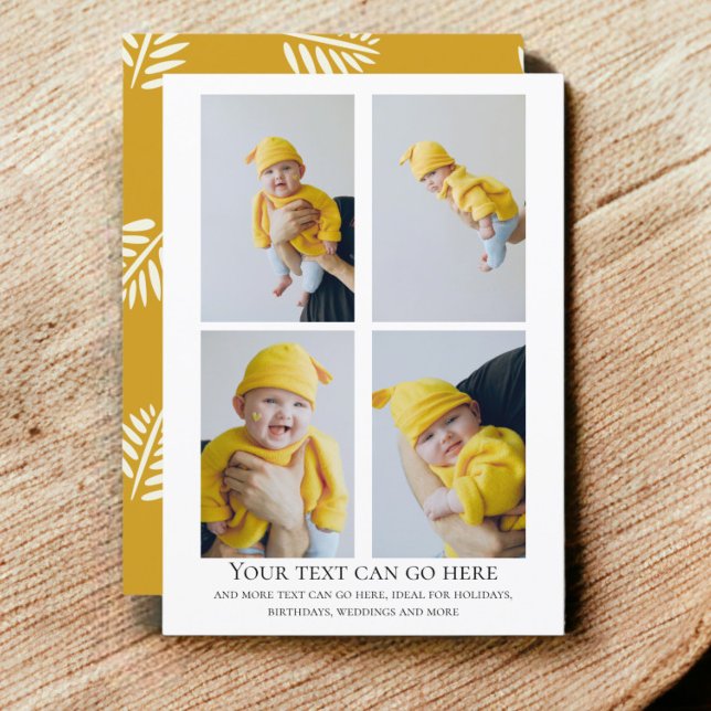 4 Photo and leaf pattern back template (4 Photo and leaf pattern back template flat cards from Ricaso. Make your own for many occasions)