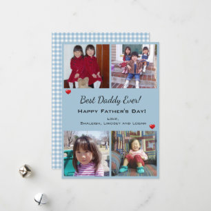 4 Photo Best Daddy Ever Fathers Day Holiday Card