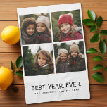 4 Photo Black White Minimalist - Best Year Ever Tea Towel<br><div class="desc">Use your favourite photo or pictures to make a fun keepsake to share with friends.</div>