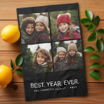 4 Photo Black White Minimalist - Best Year Ever Tea Towel<br><div class="desc">Use your favourite photo or pictures to make a fun keepsake to share with friends.</div>