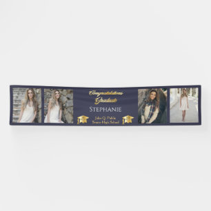 4 Photo Blue Gold Congrats Graduate Name School Banner