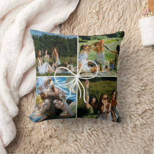 4 Photo Bow Wrap Christmas Present Best Friends Cushion