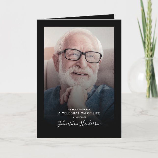 4-Photo Celebration of Life/Funeral/Memorial Fold Invitation (Front)