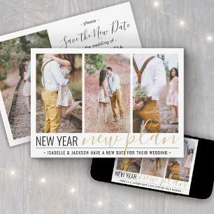 4 Photo Change of Plans Wedding New Years Holiday Save The Date