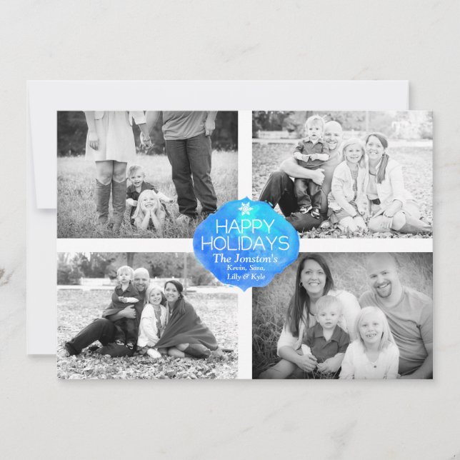 4 Photo Christmas Card - Happy Holidays (Front)
