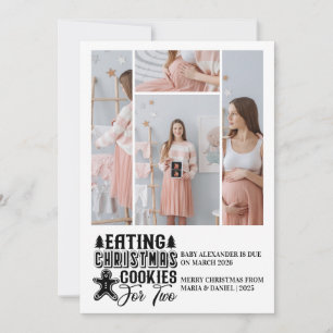 4 Photo Christmas Cookies for 2 Pregnancy  Holiday Card