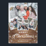 4 PHOTO Christmas Rustic Wood Magnetic Card<br><div class="desc">Christmas Rustic Blue Wood 4 PHOTO Greeting Holiday Card.</div>