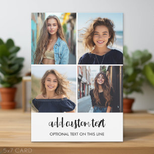 4 Photo Collage - 2 Lines Script Text - White Holiday Card