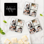 4 Photo Collage and Family Monogram Coaster Set<br><div class="desc">Create a special personalised gift using photos of your wedding, travel, grandkids, pets, or other fun memories printed onto a set of four acrylic coasters. Choose from round or square shaped coasters. This set features 1 monogrammed coaster with your name, initial and established date and 3 photo coasters, each with...</div>