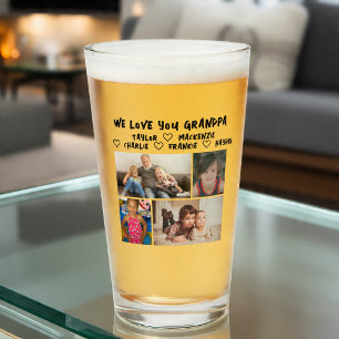 4 photo collage and personalized text photo gift glass