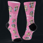 4 Photo Collage and Text Custom Personalised Socks<br><div class="desc">4 Photo Collage Template Make Your Own Fun pair of socks - featuring your own custom words,  perfect for gift ideas for yourself or others - socks from Ricaso - available in different colours in store,  step out in personalised style</div>