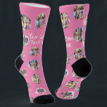 4 Photo Collage and Text Custom Personalised Socks<br><div class="desc">4 Photo Collage Template Make Your Own Fun pair of socks - featuring your own custom words,  perfect for gift ideas for yourself or others - socks from Ricaso - available in different colours in store,  step out in personalised style</div>