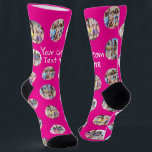 4 Photo Collage and Text Custom Personalised Socks<br><div class="desc">4 Photo Collage Template Make Your Own Fun pair of socks - featuring your own custom words,  perfect for gift ideas for yourself or others - socks from Ricaso - available in different colours in store,  step out in personalised style</div>