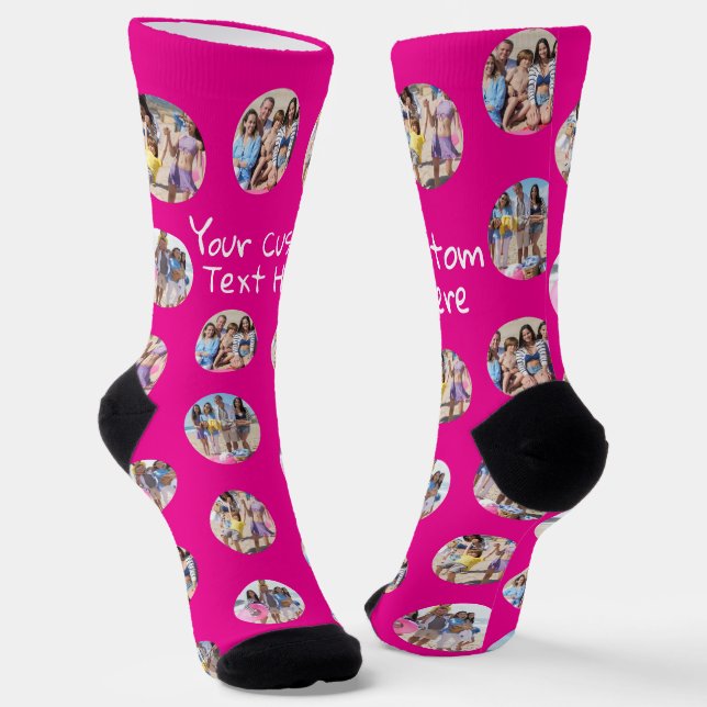 4 Photo Collage and Text Custom Personalised Socks (Angled)