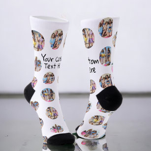 4 Photo Collage and Text Custom Personalised Socks
