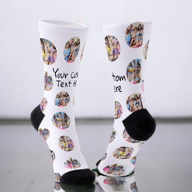 4 Photo Collage and Text Custom Personalised Socks (4 Photo Collage and Text Custom Personalized Socks from Ricaso. Add your photos and text. photo gift)