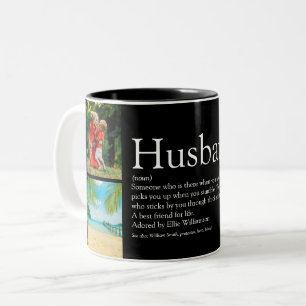 4 Photo Collage Best Ever Husband Definition Two-Tone Coffee Mug
