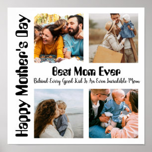 4 Photo Collage Best Mum Ever Poster