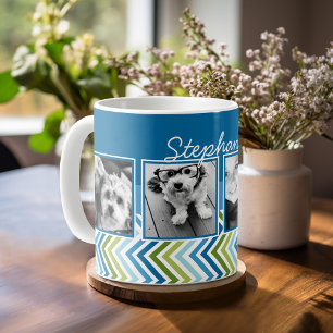 4 Photo Collage Colourful Chevrons Coffee Mug