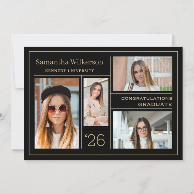 4 Photo Collage Congrats Graduate Add Any Year Announcement (Front)