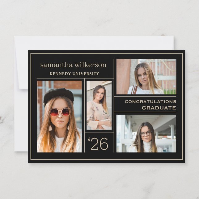 4 Photo Collage Congratulations Graduate  Card (Front)