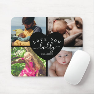 4 Photo Collage Custom Text Personalised Daddy Mouse Pad
