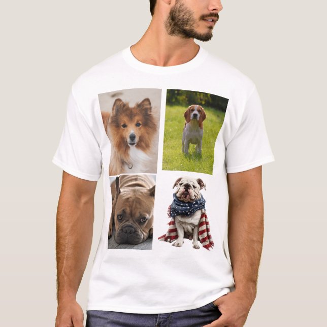 4 Photo Collage Dog Lover Pet T-Shirt (Front)