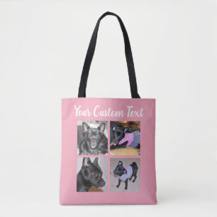 4 Photo Collage   Dog Pink Tote Bag