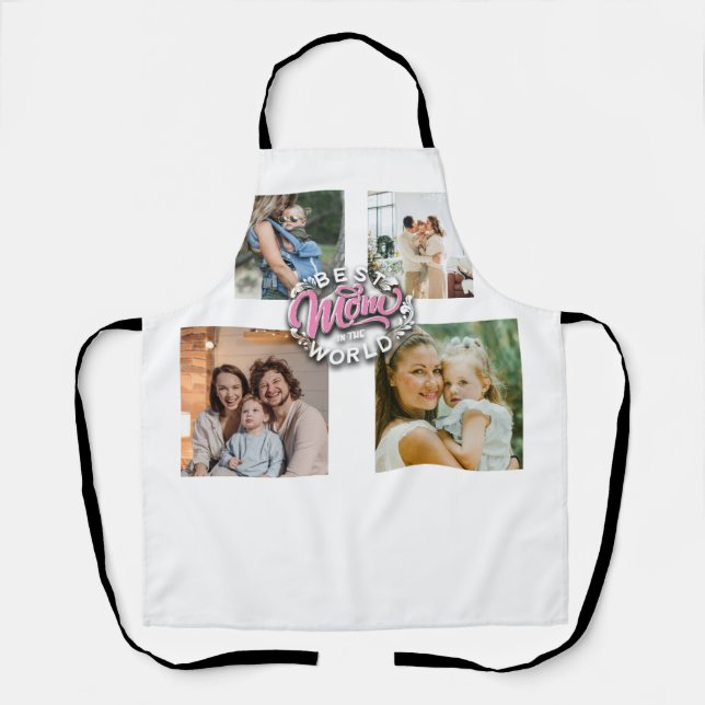 4 Photo Collage Family Memory Mother's Day Apron (Front)