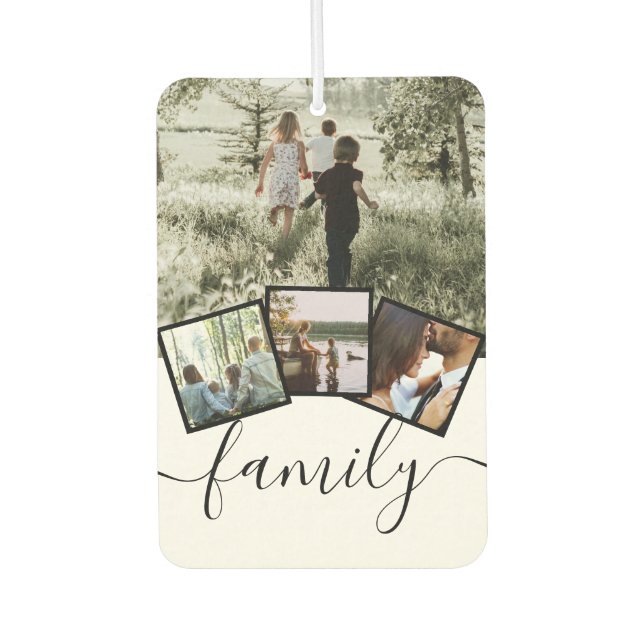 4 Photo Collage Family Personalised Custom Car Air Freshener (Front)