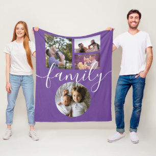 4 Photo Collage Family Personalised Fleece Blanket
